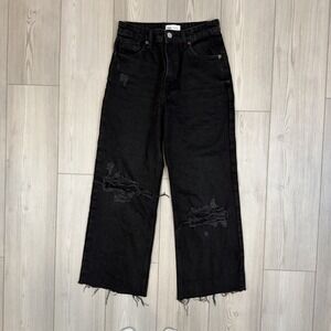 Zara Women's 6 / EU 38 High Rise Black Jeans Distressed READ - 28x27